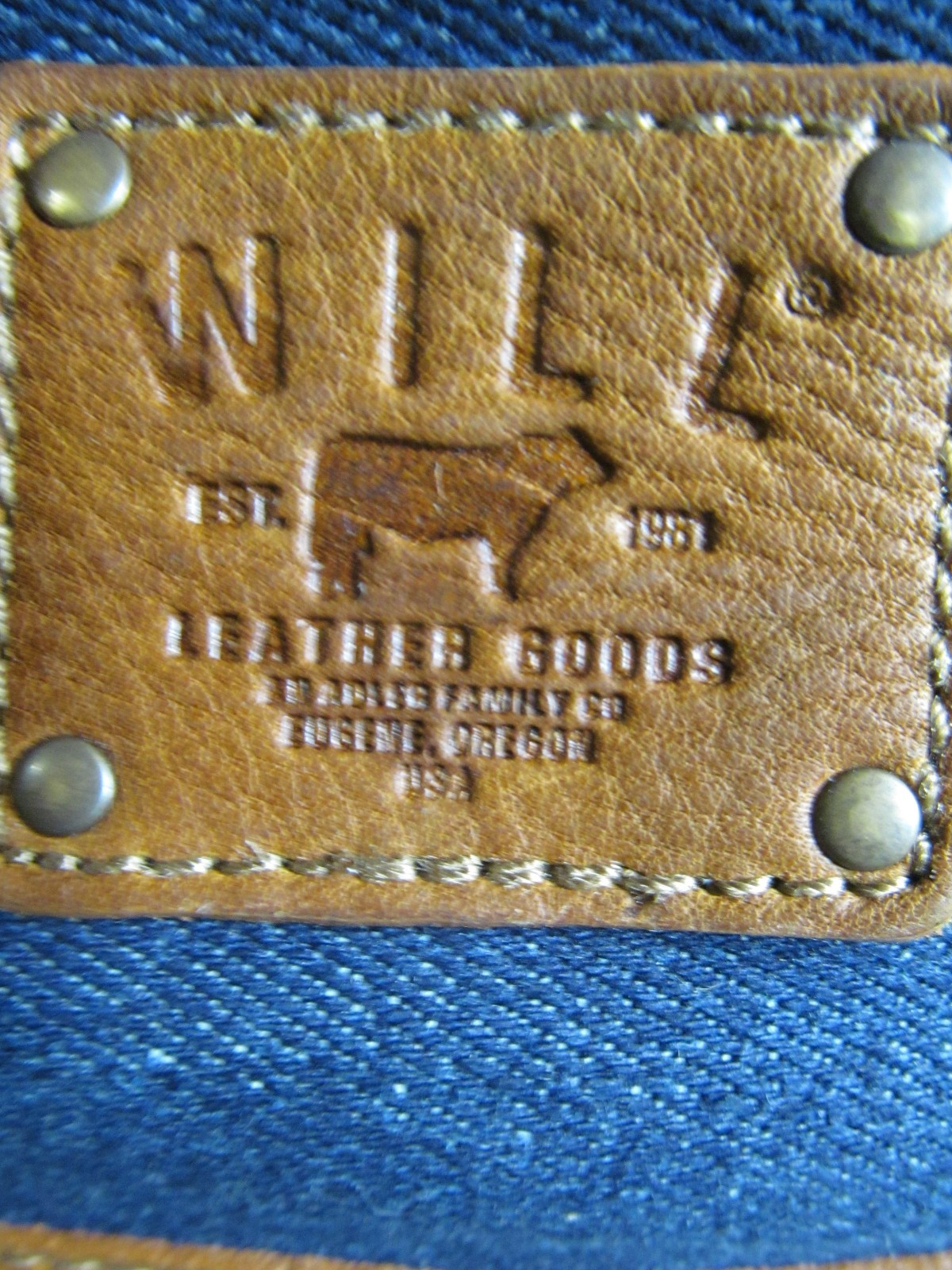 Will Leather Goods Eugene, OR Denim/Tan Leather & Canvas 15″ Laptop Backpack-NWT