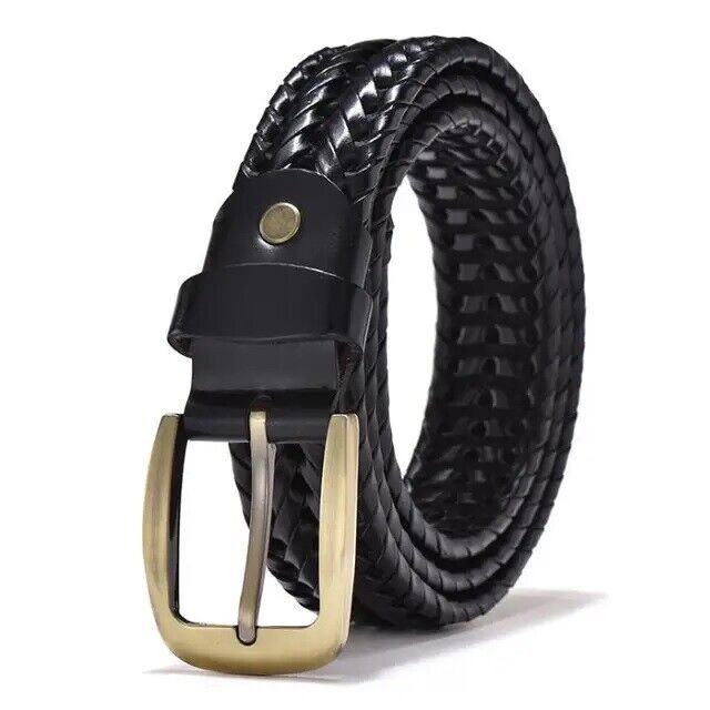 Men’s Women’s belt Braided Basketweave Casual Dress Jeans Genuine Leather Belts