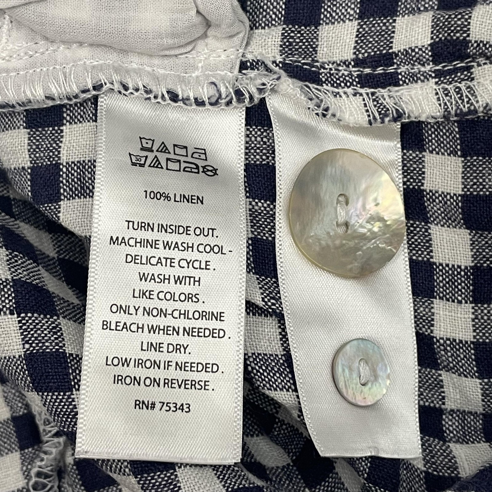 Cynthia Rowley Blazer Womens Medium Blue Check Linen Single-Breasted 3/4 Sleeve