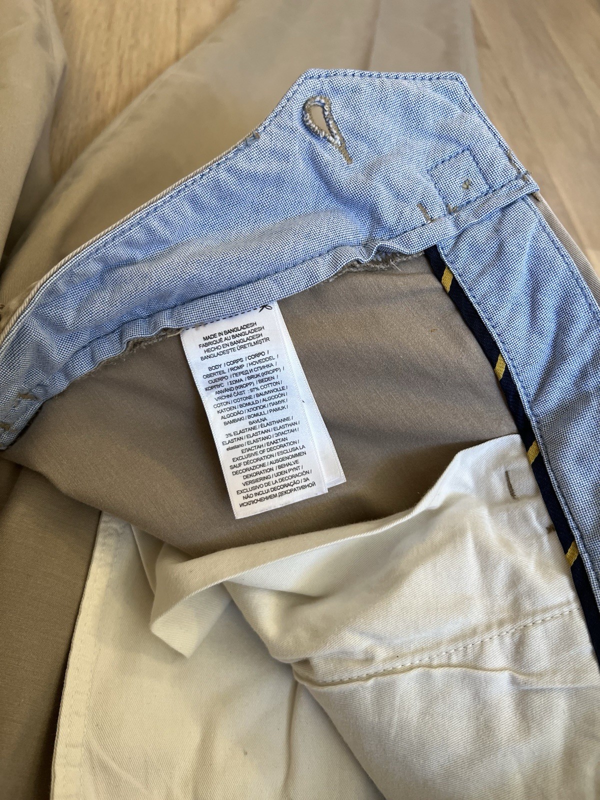 Ralph Lauren Khaki The Polo Chino Stretch Straight Pleated 36/32