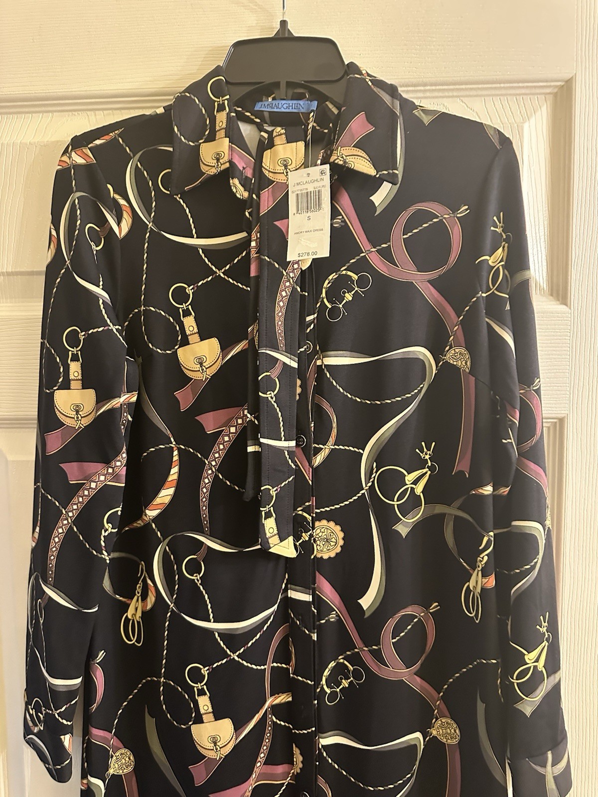 NWT J McLaughlin Armory Catiline Cloth Point Collar Belted Long Sleeve Dress S