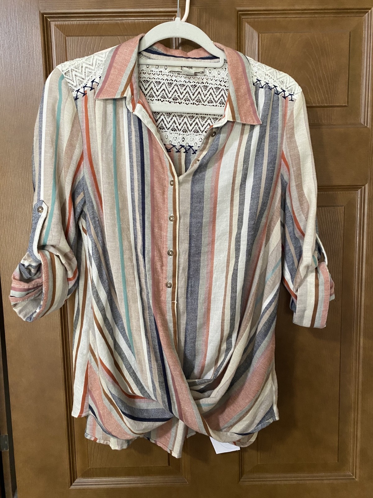 vintage america blues brand button down shirt with twist front.