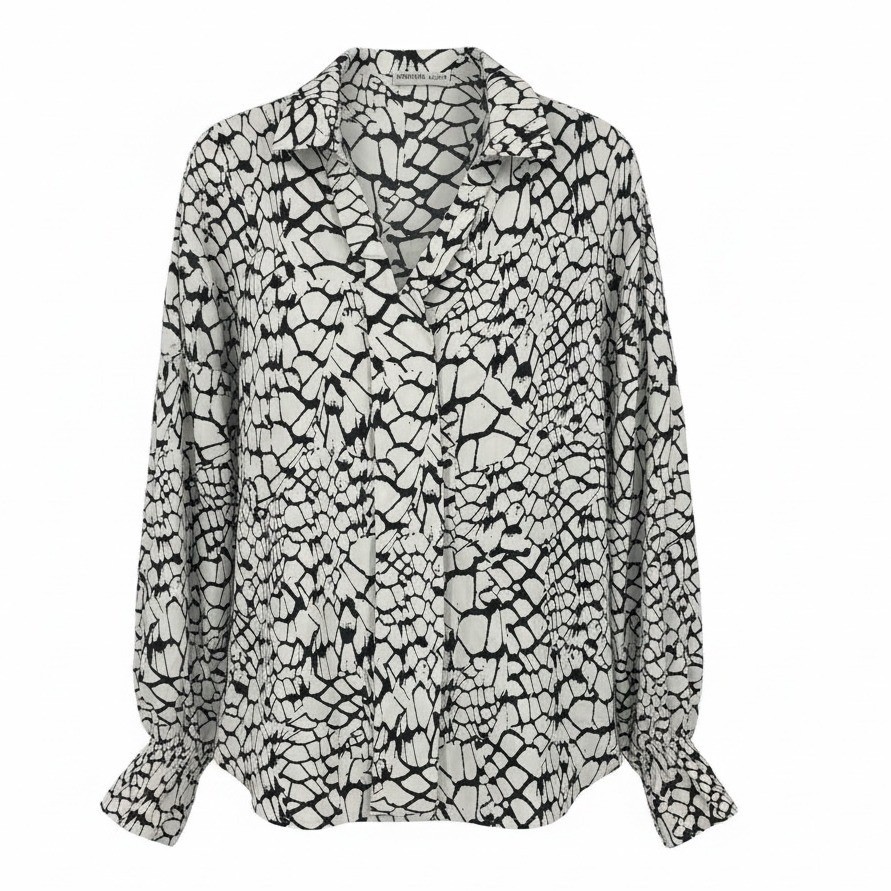PATRIZIA LUCA Womens MEDIUM Long Sleeve Animal Button Up Shirt Top Blouse – CJ