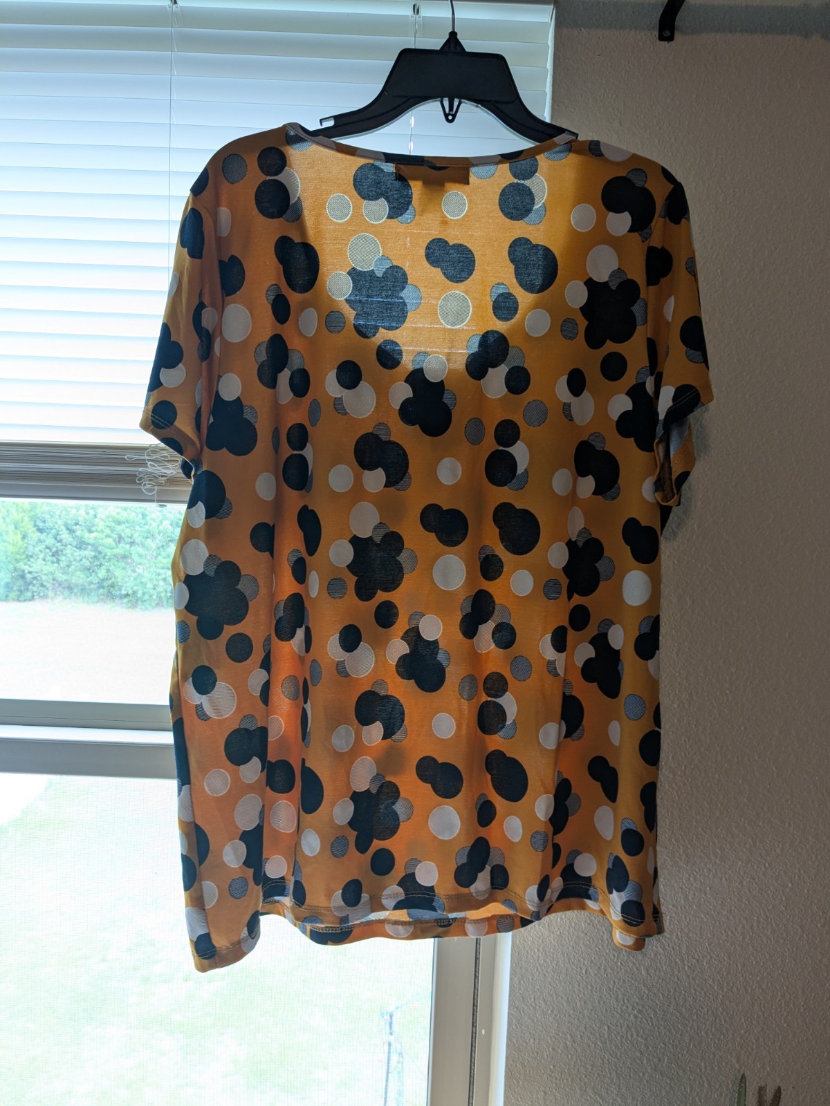 80 Park Plus 2X Orange Polka Dot Scoop Neck Short Sleeve Chiffon Blouse