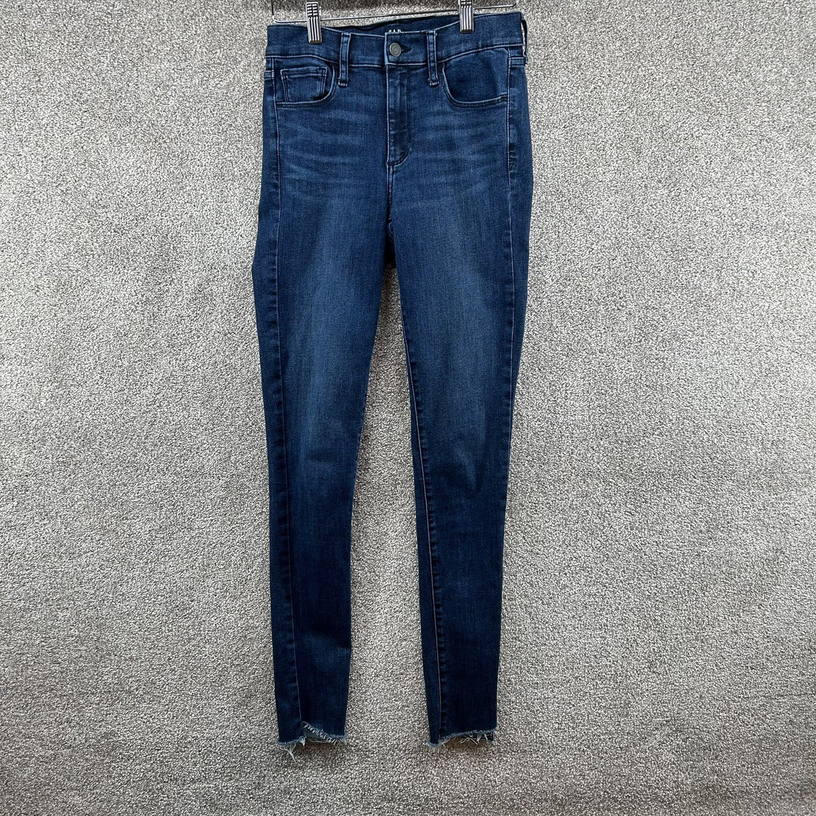 Gap Women’s Leggings Jeans Pants Blue Denim Raw Hem Skinny Dark Wash See Picture