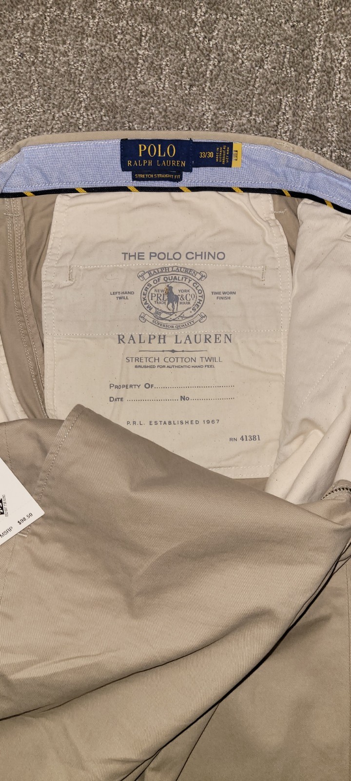 Polo Ralph Lauren Straight Fit Stretch Chino Pants in Classic Tan