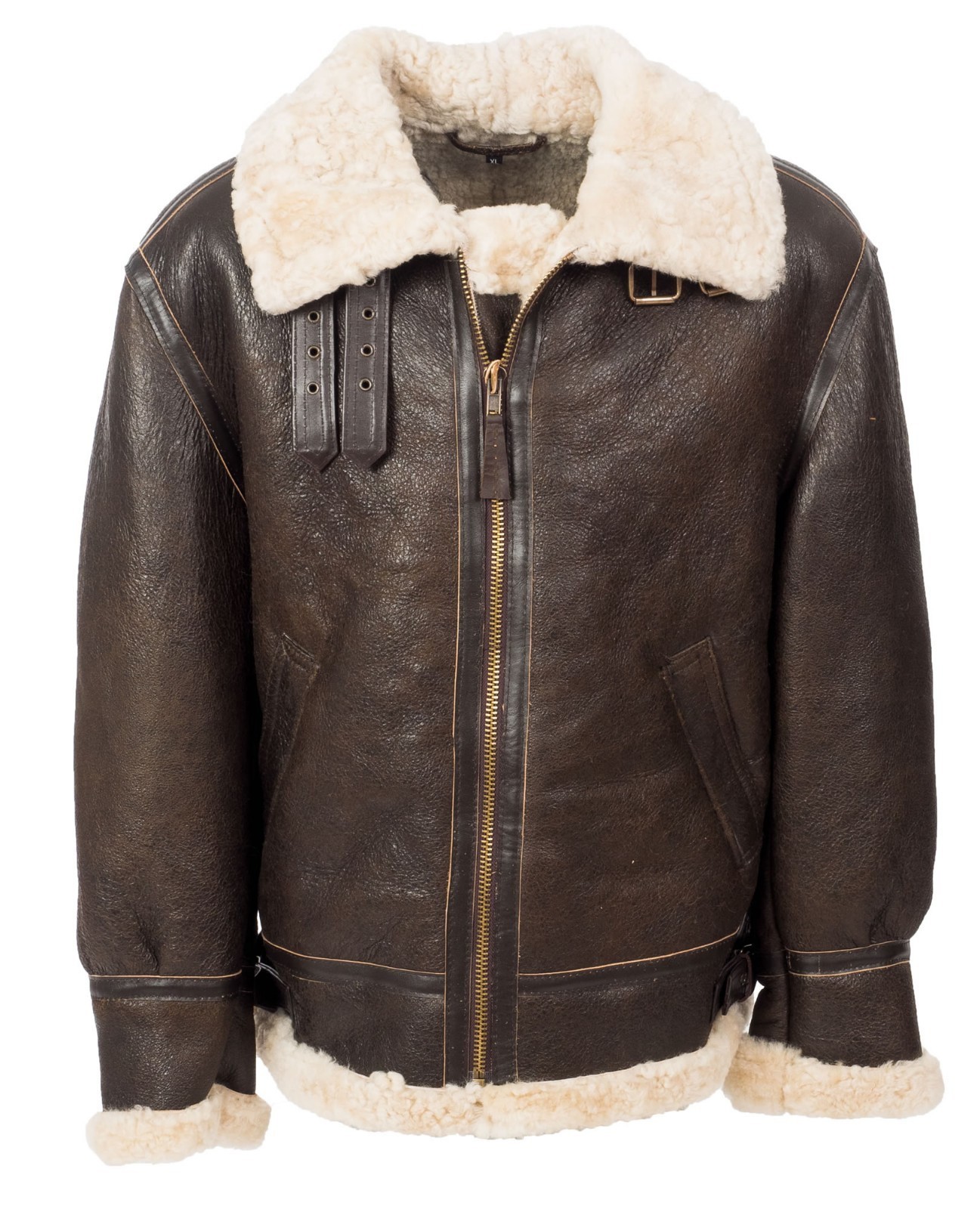Mens B3 Shearling Jacket Tan Beige Fur Bomber Pilot RAF Sheepskin Jacket
