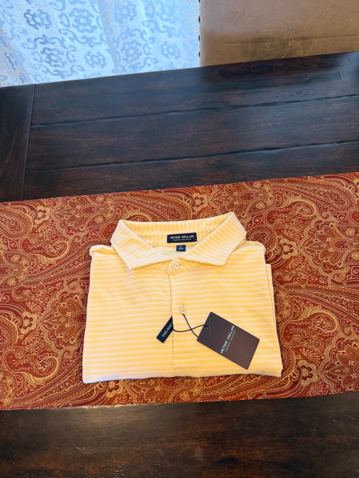 Peter Millar XL Men’s Crenshaw Albatross Stripe Cotton-Blend Polo MSRP $125