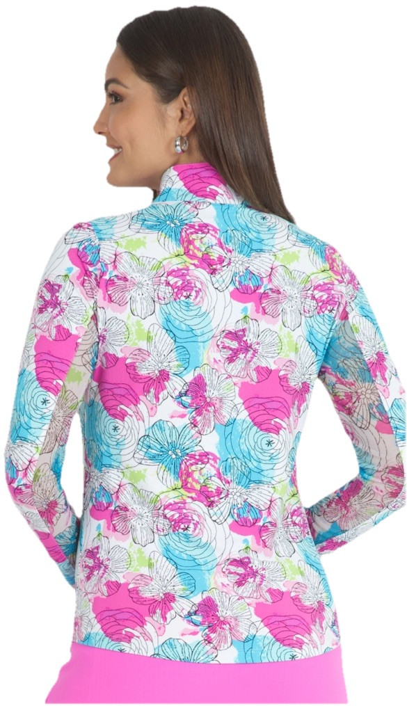 NWT IBKUL Golf Tennis 1/4 Zip Top XS S M L XL Activewear Longsleeve Floral T6