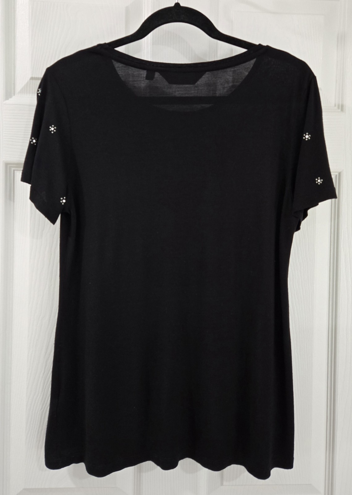Dorothy Perkins Women Black Top with Daisy Rhinestones embellishments US 10/M