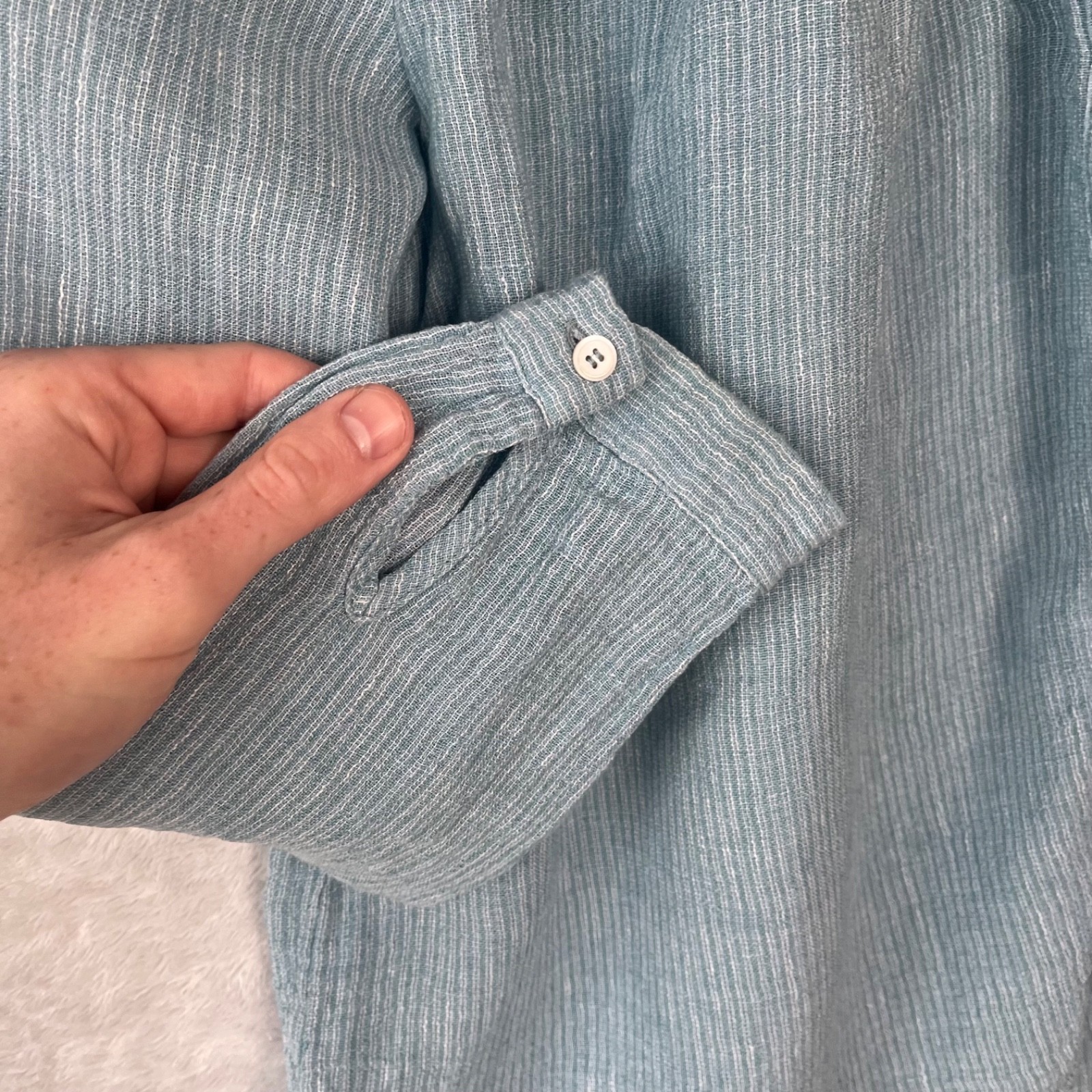 Masscob Cheesecloth Blouse Sz 6UK XS Muslin Flowy Boho Raw Edge