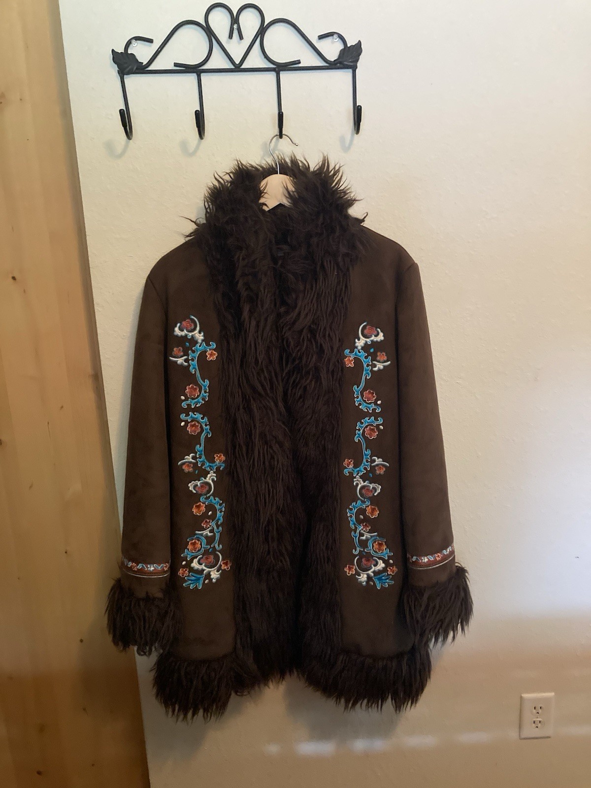 Ebroidered Coat Faux Fur Boho Penny Lane Afgan Style Heavy And Warm