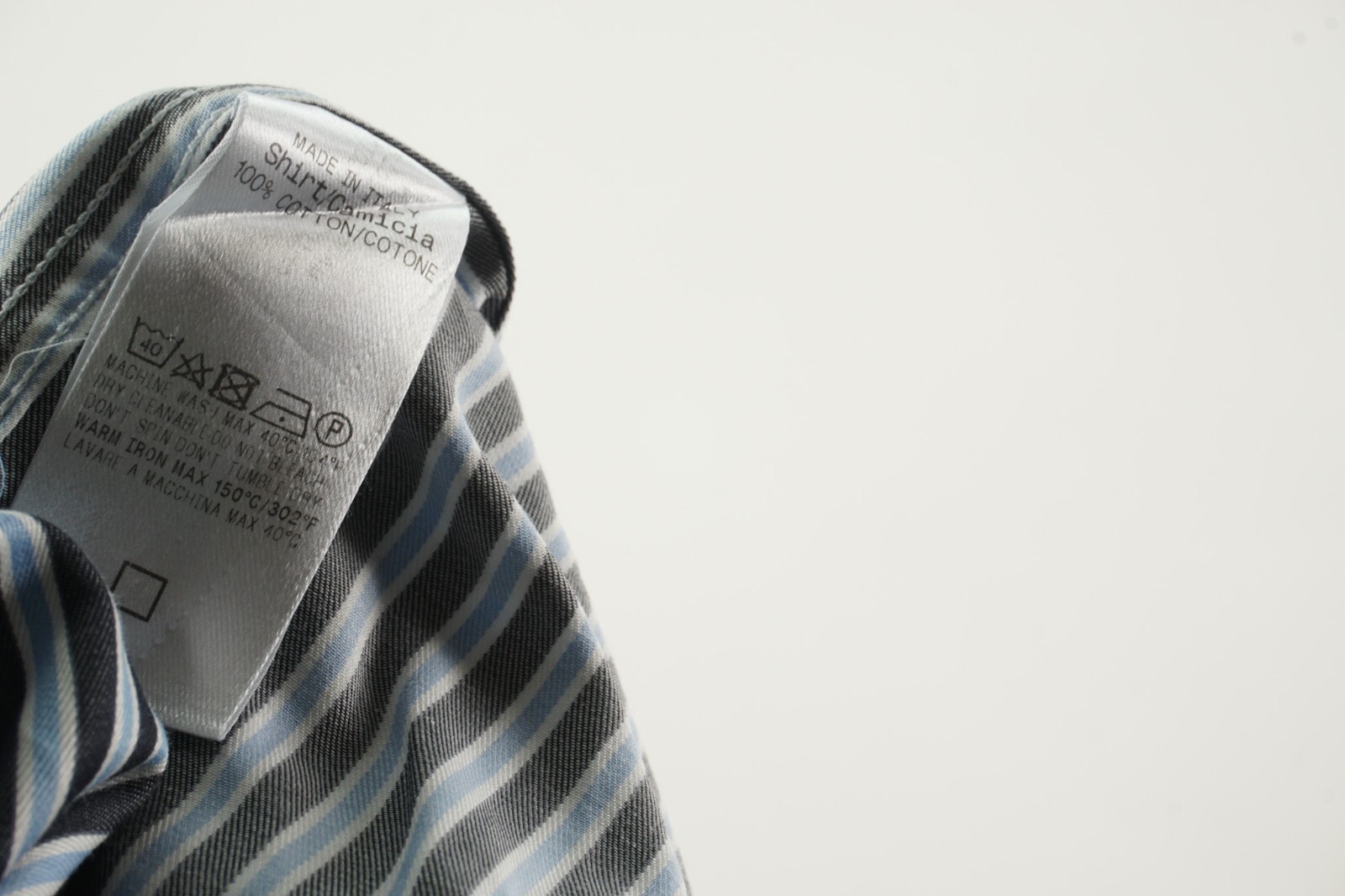 Ermenegildo Zegna Mens Large Long Sleeve Blue Black Stripe Twill Button Up Shirt