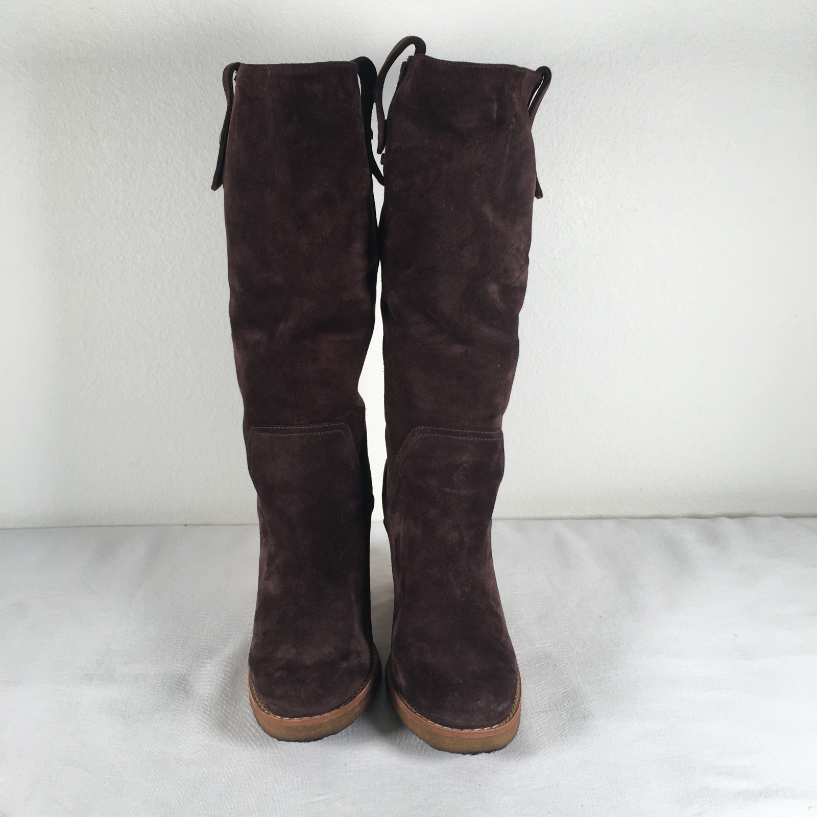 UGG Australia Chocolate Suede Leather Knee High Heel Boot Pull-On Women’s 8