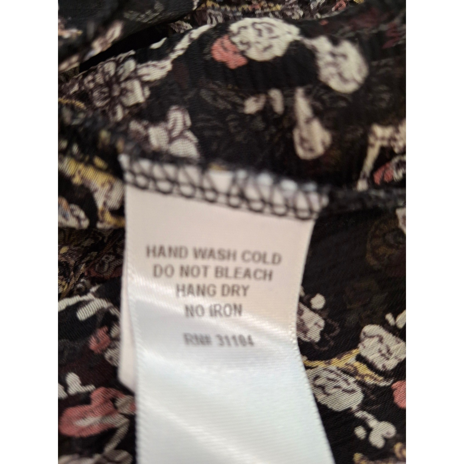 New Directions Woman 2X Paisley Chiffon V-Neck Blouse Black Tan Pink Sheer Top