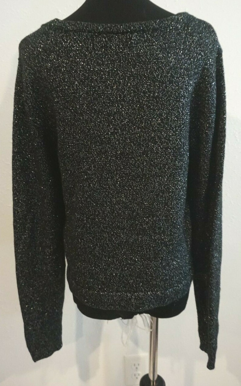 Forever 21 + Black Silver Metallic Crop Sweater Juniors Sz 2X
