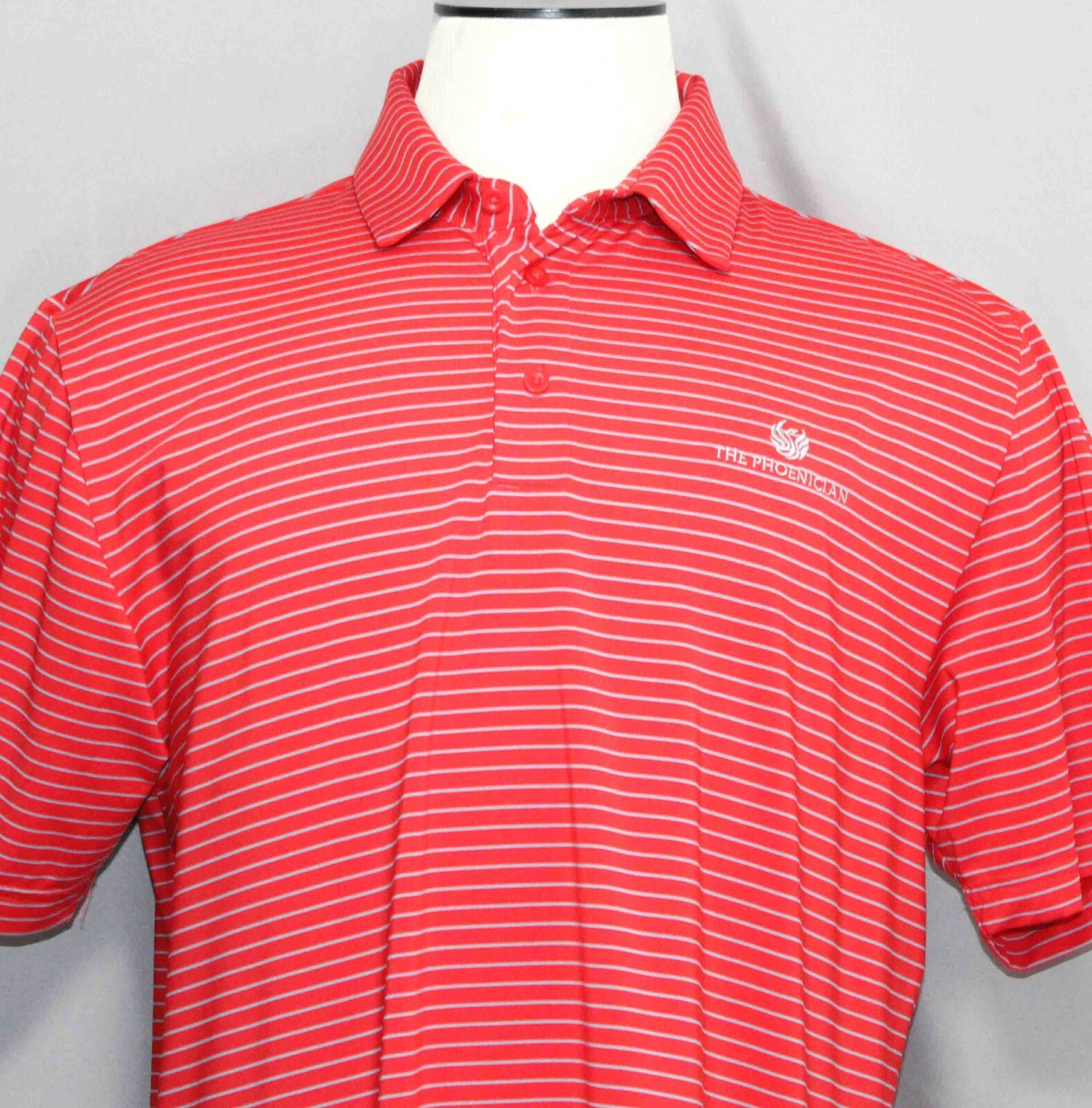 Under Armour Loose HeatGear Red/Gray Striped Golf Polo Shirt UM0545 Men’s Size L
