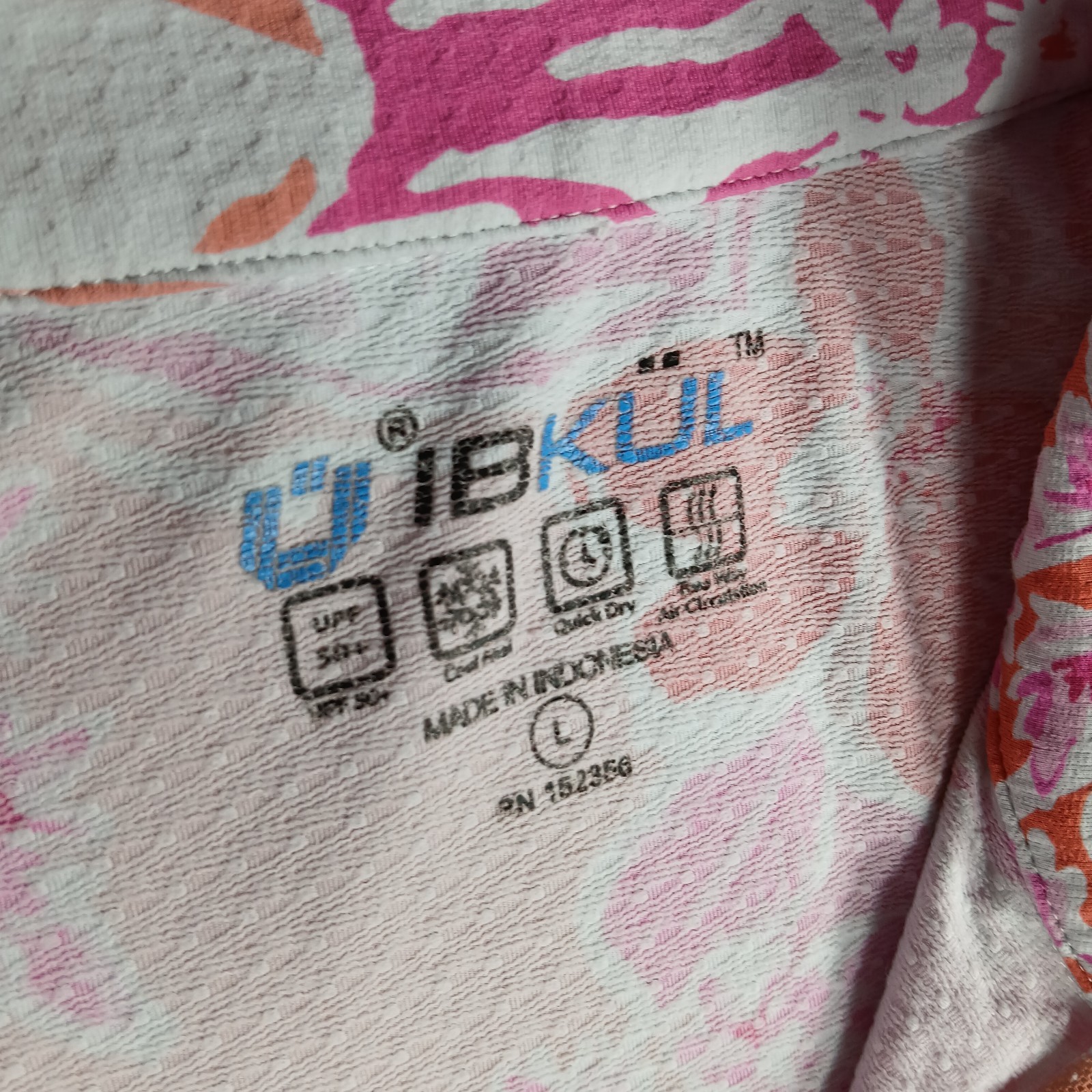 IBKUL Golf Shirt Women’s L Long Sleeve 1/4 Zip Floral UPF 50