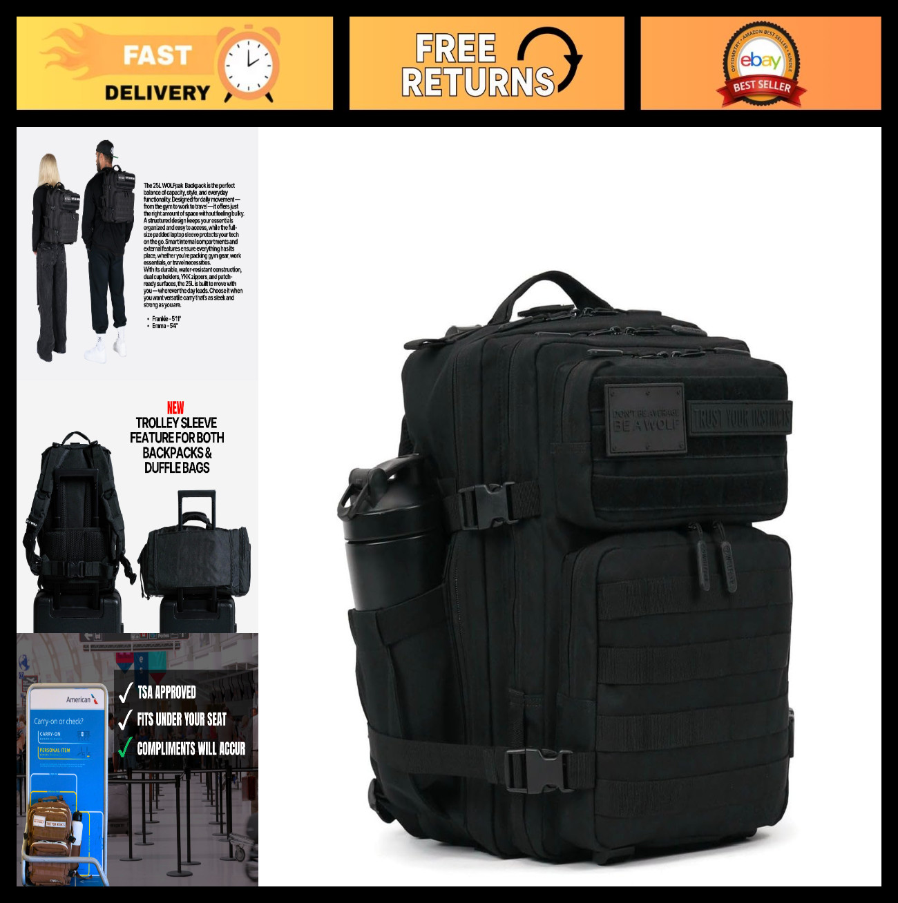Durable 25L Tactical Gym Backpack – Waterproof Oxford, MOLLE Webbing, Laptop Poc