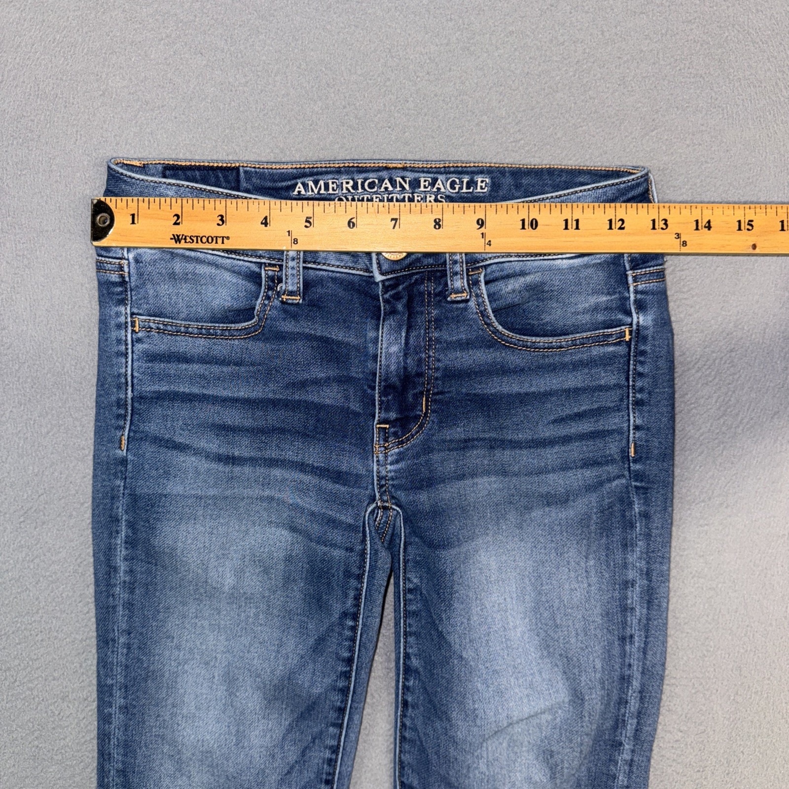 American Eagle Jeans Womens 0 Long Blue Jegging Ankle Stretch Distressed Denim
