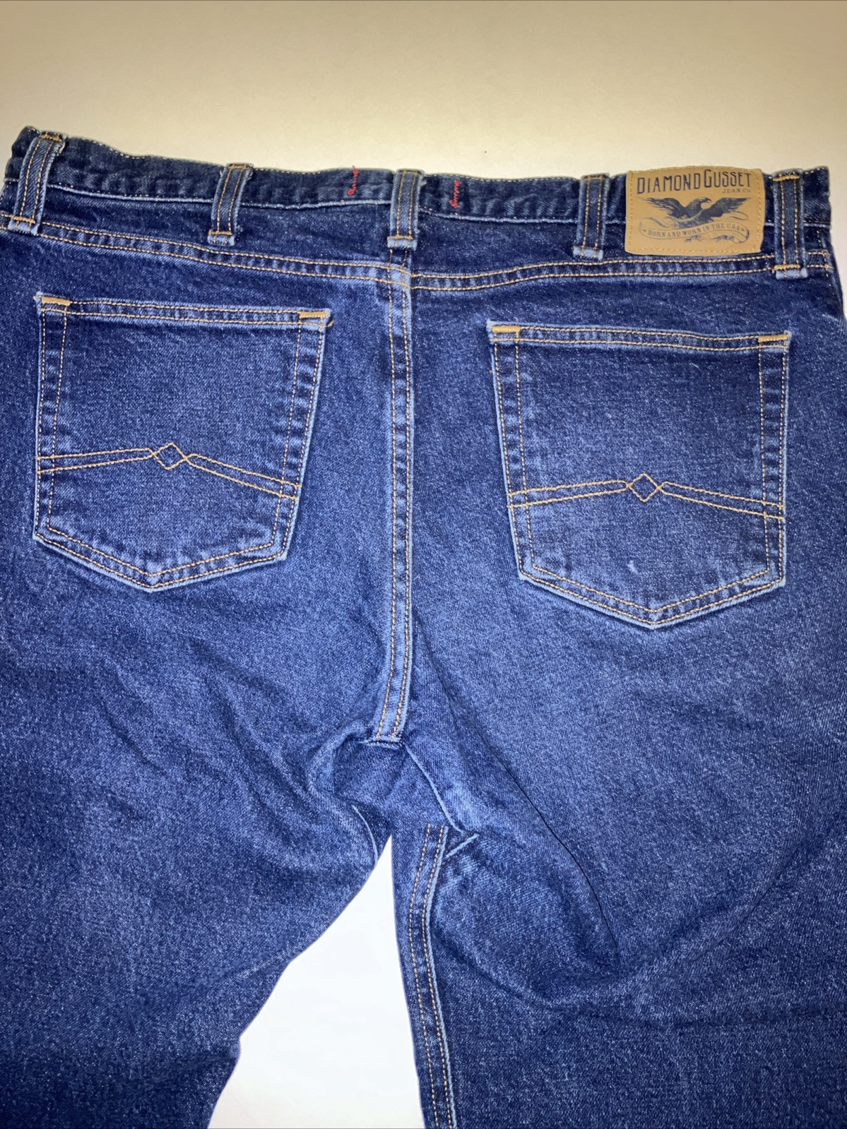 DIAMOND GUSSET Jeans Mens 36×27.5in Blue Denim Dungarees 🇺🇸Made in USA