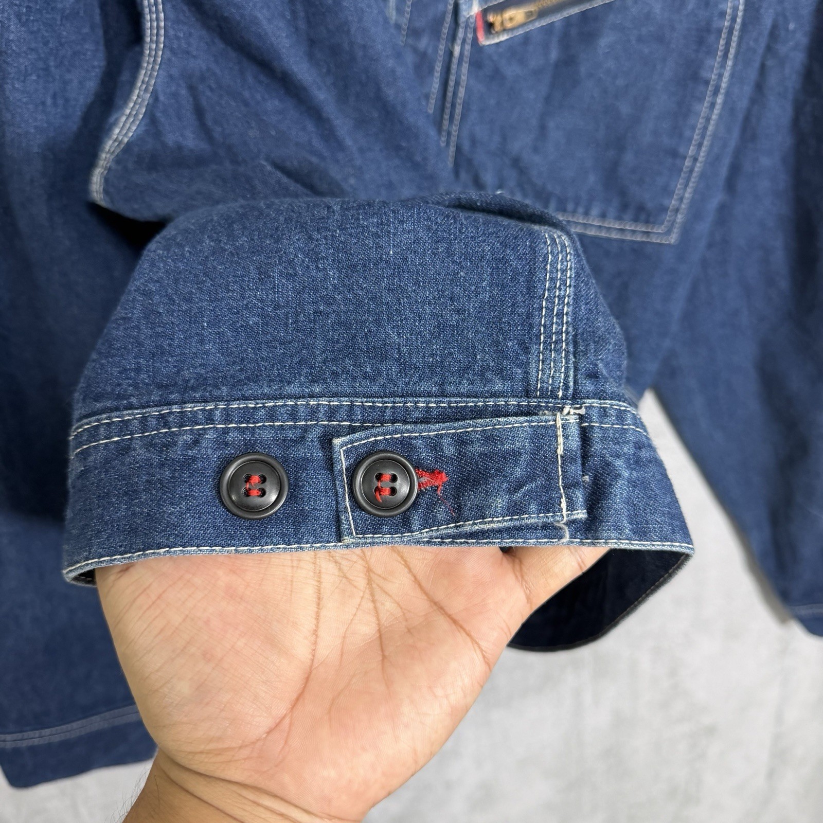 Vintage Vtg Sugar Cane Denim Zip Jacket Large Mens Selvedge Iron Heart Momotaro