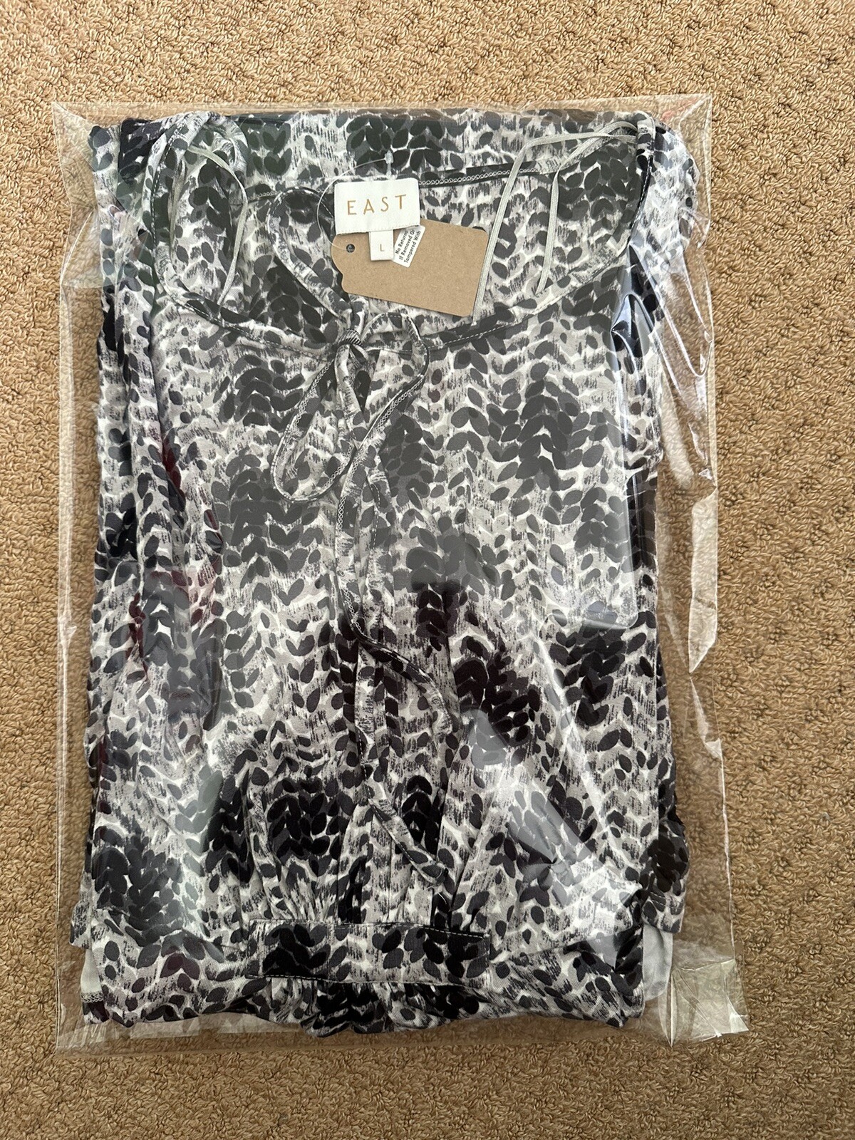 East Jersey Black & White Printed Maxi Dress Uk L