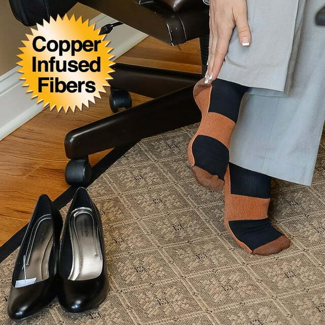 Miracle Copper® 1 Pair BLACK Compression Socks ~Anti-Fatigue~ Great For Travel!