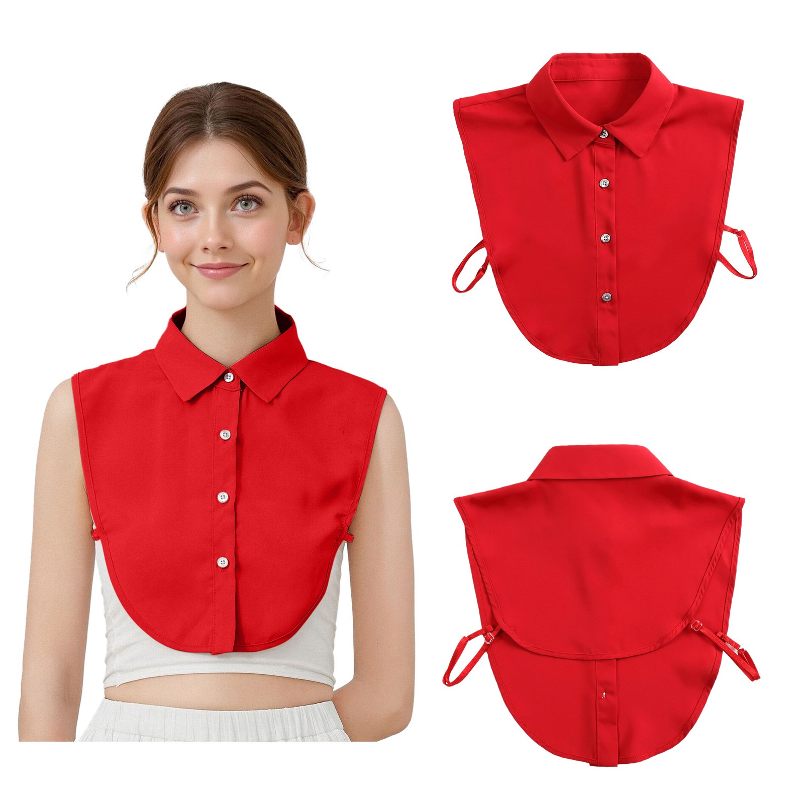 Womens Detachable Collar Blouse Turn Down Collar Faux False Collar Half Shirts