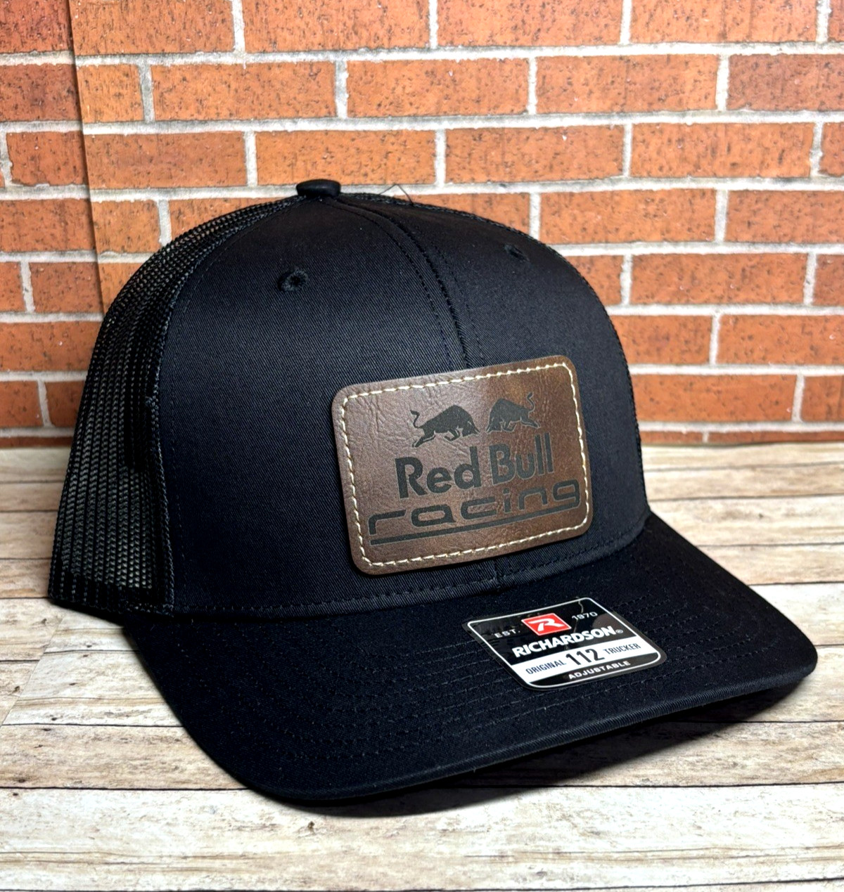 Richardson 112 F1 Red Bull Racing Leatherette Patch Trucker Hat – Black