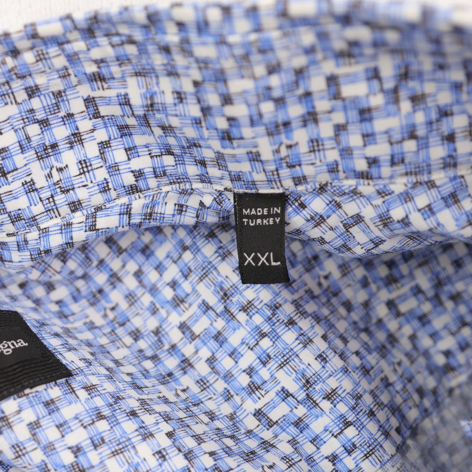Ermenegildo Zegna Shirt Mens XXL Blue Broken/Brushstroke Print Short Sleeve