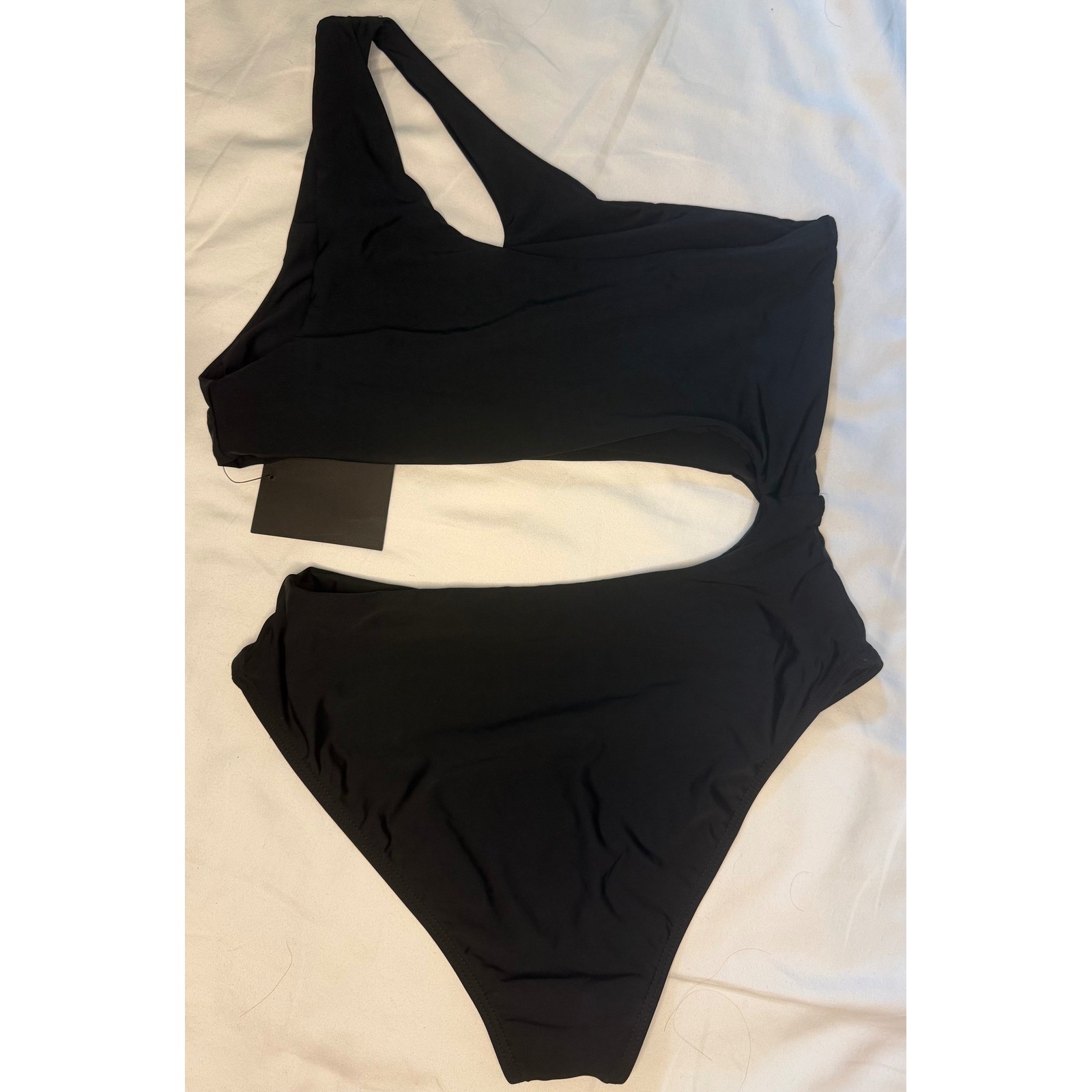 Lulus Black One Shoulder Cutout One Piece Swimsuit NWT Small SW1094