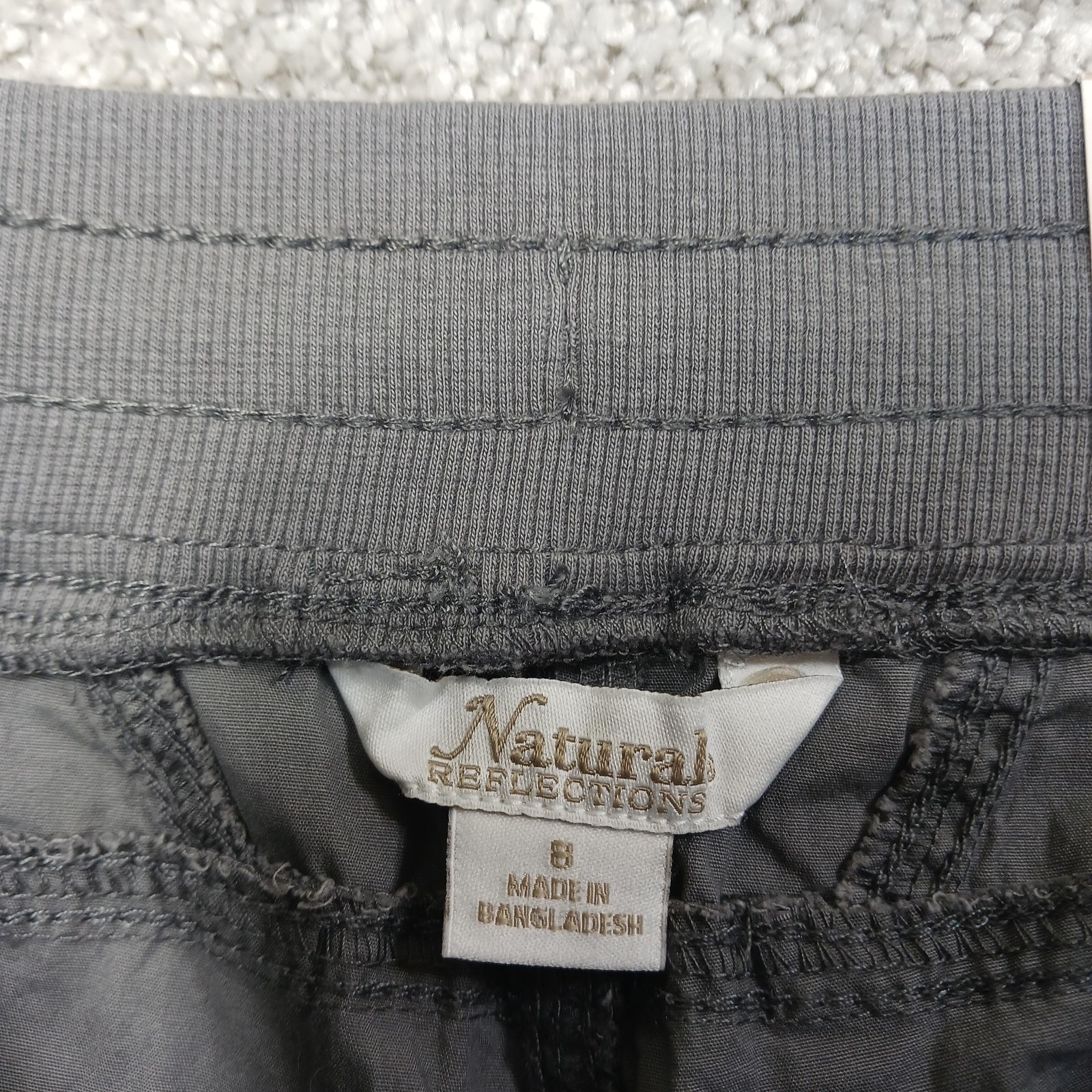 Natural Reflections Pants Womens 8 Gray Honeycreek Cargo Stretch Drawstring