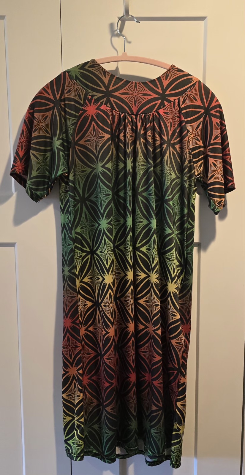 Authentic Marshallese Dress XS Stretch Tropical Island Print Midi Dress