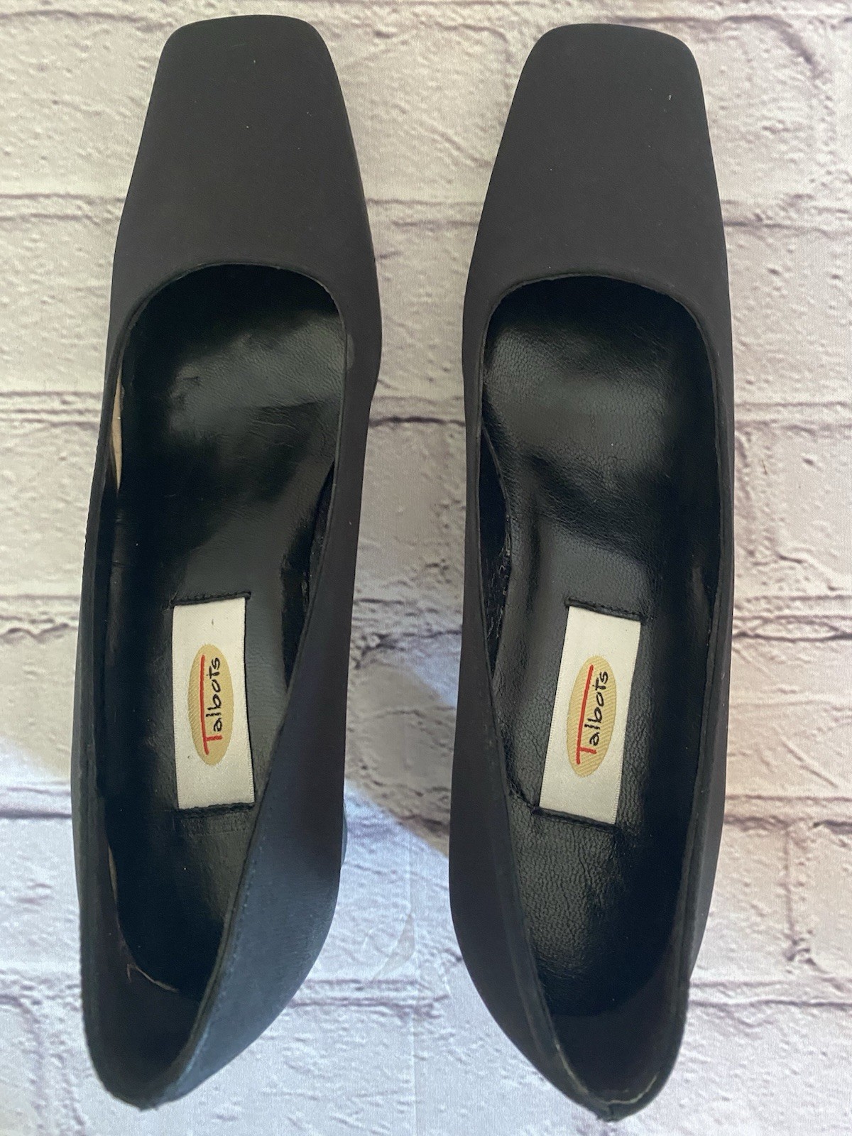 Talbots Women’s Black Silk Fabric Block Pumps NEW Size 7
