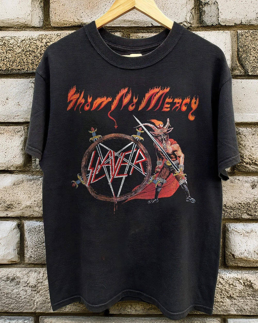 Slayer Show No Mercy T-Shirt Vintage 80s Thrash Heavy Metal Black Unisex S-4XL
