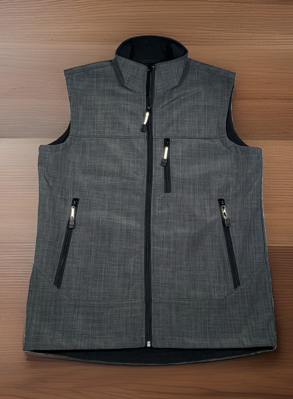 Roper Western Softshell Vest Men Medium Fleece Lined Gray Reflective Full Zip