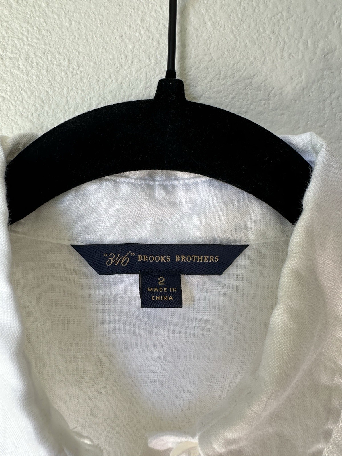 Brooks Brothers 346 White Linen Long Sleeve Collared Button-Up Shirt Size 2