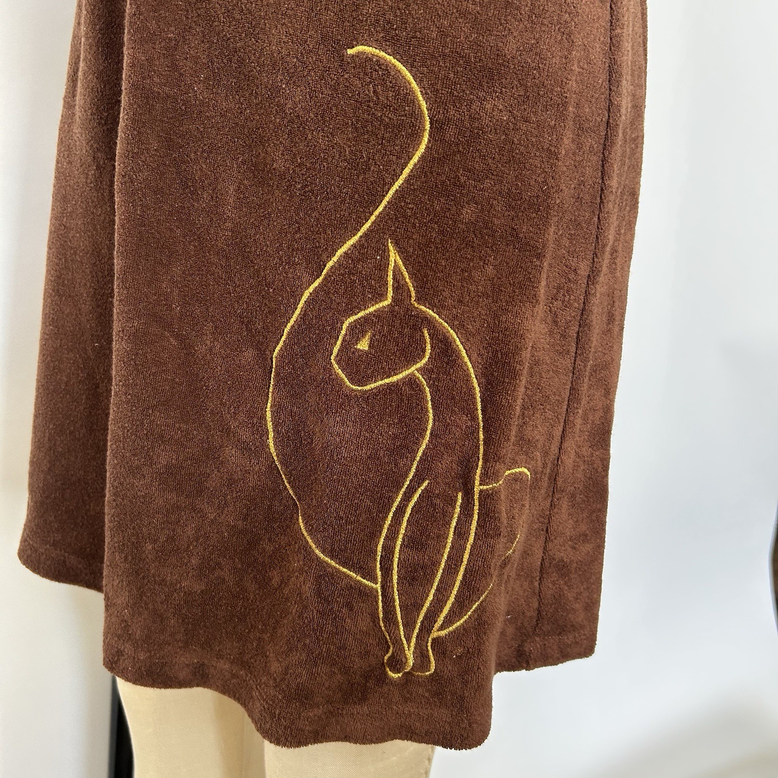 Baby Phat Brown terry cloth halter dress with gold cat outline