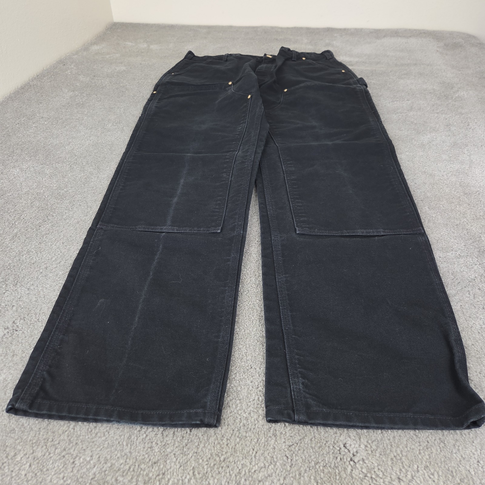 Carhartt Black Double Knee Work Pants Mens 38X34 Mens Original Fit Union Made