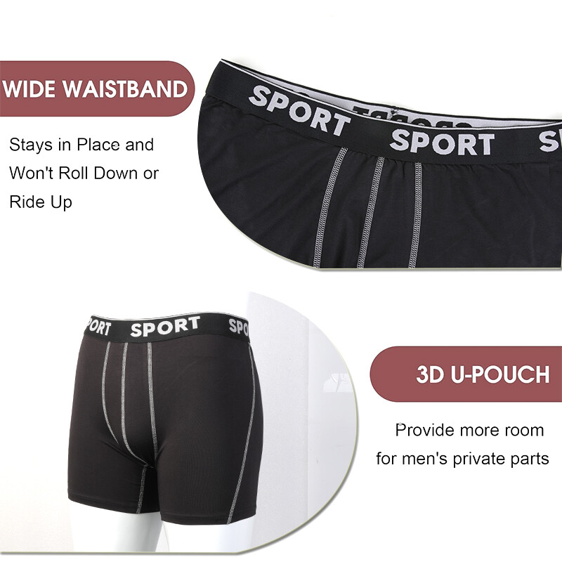 4 Pack Men Anti Chafing Underwear Boxer Briefs Moisture Wicking Lightweight Soft
