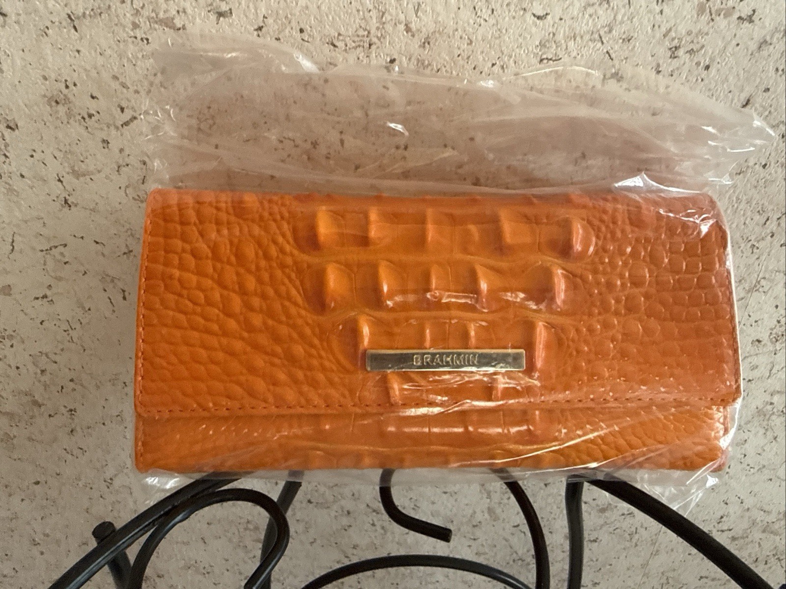 BRAHMIN SURI ORANGE MELBOURNE GENUINE LEATHER ZIP AROUND WALLET