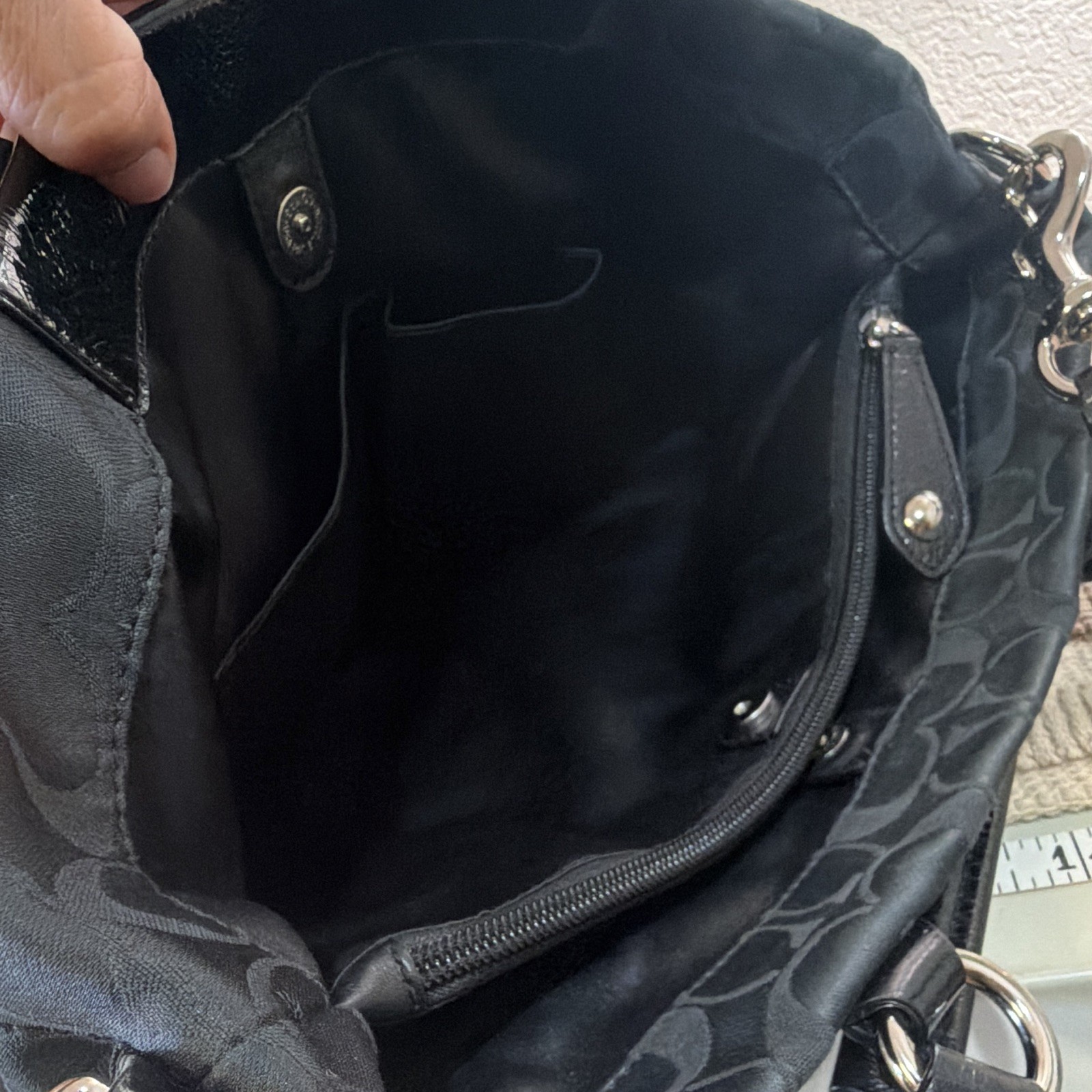 Coach Black Logo Satchel Top Handle Detachable Crossbody Zip Snap Inner Pockets