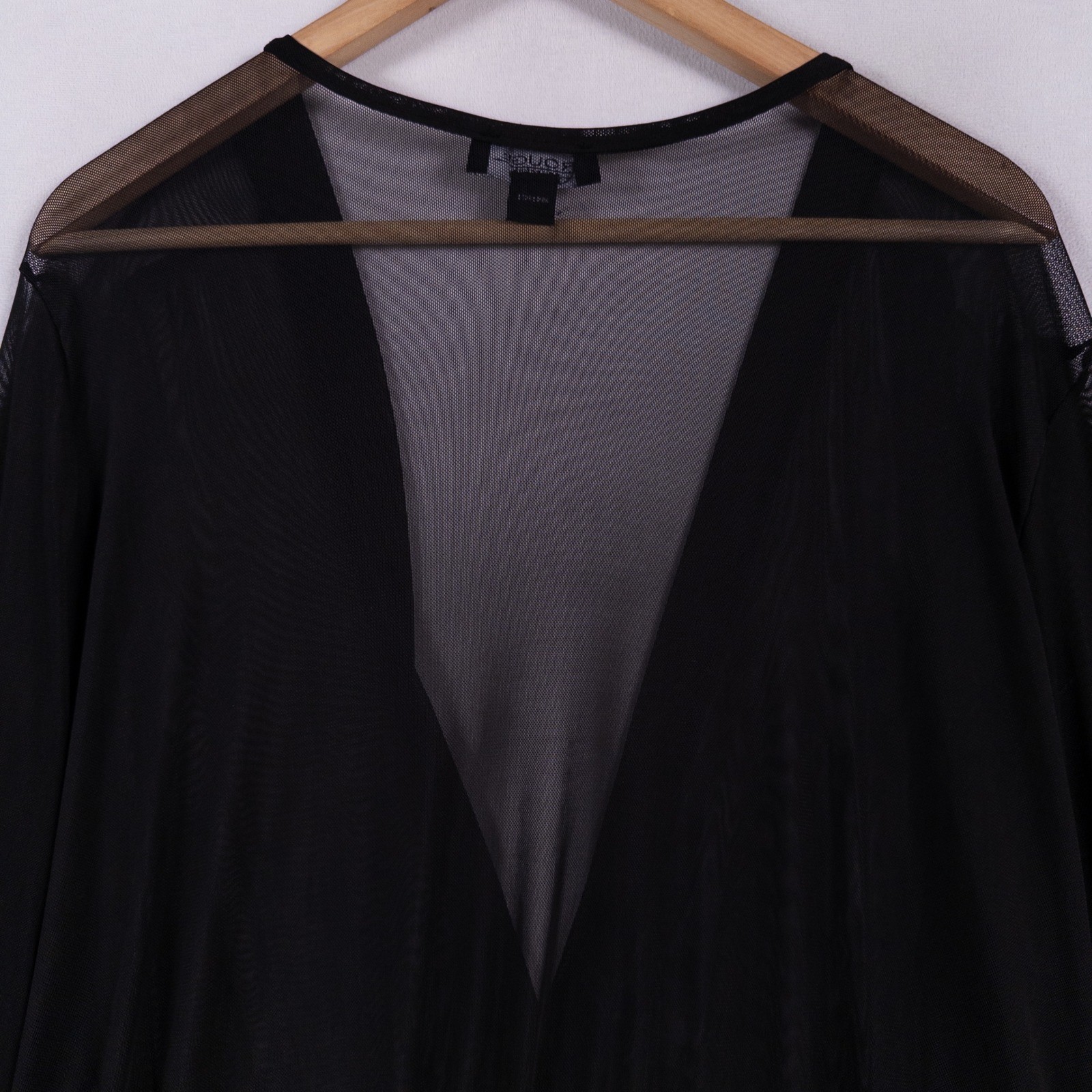 Rouge Collection Bodysuit Womens 2X Black Sheer Mesh Deep V Neck Stretch Sexy