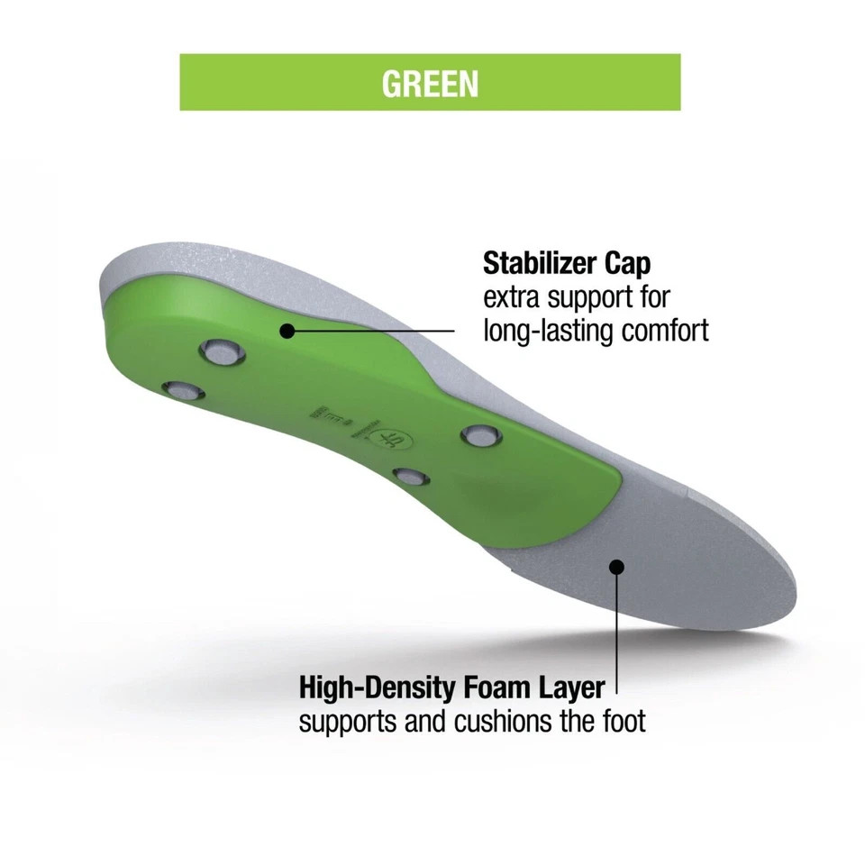 Superfeet green Insoles, Professional-Grade High Arch Orthotic Insert C.D.E.F