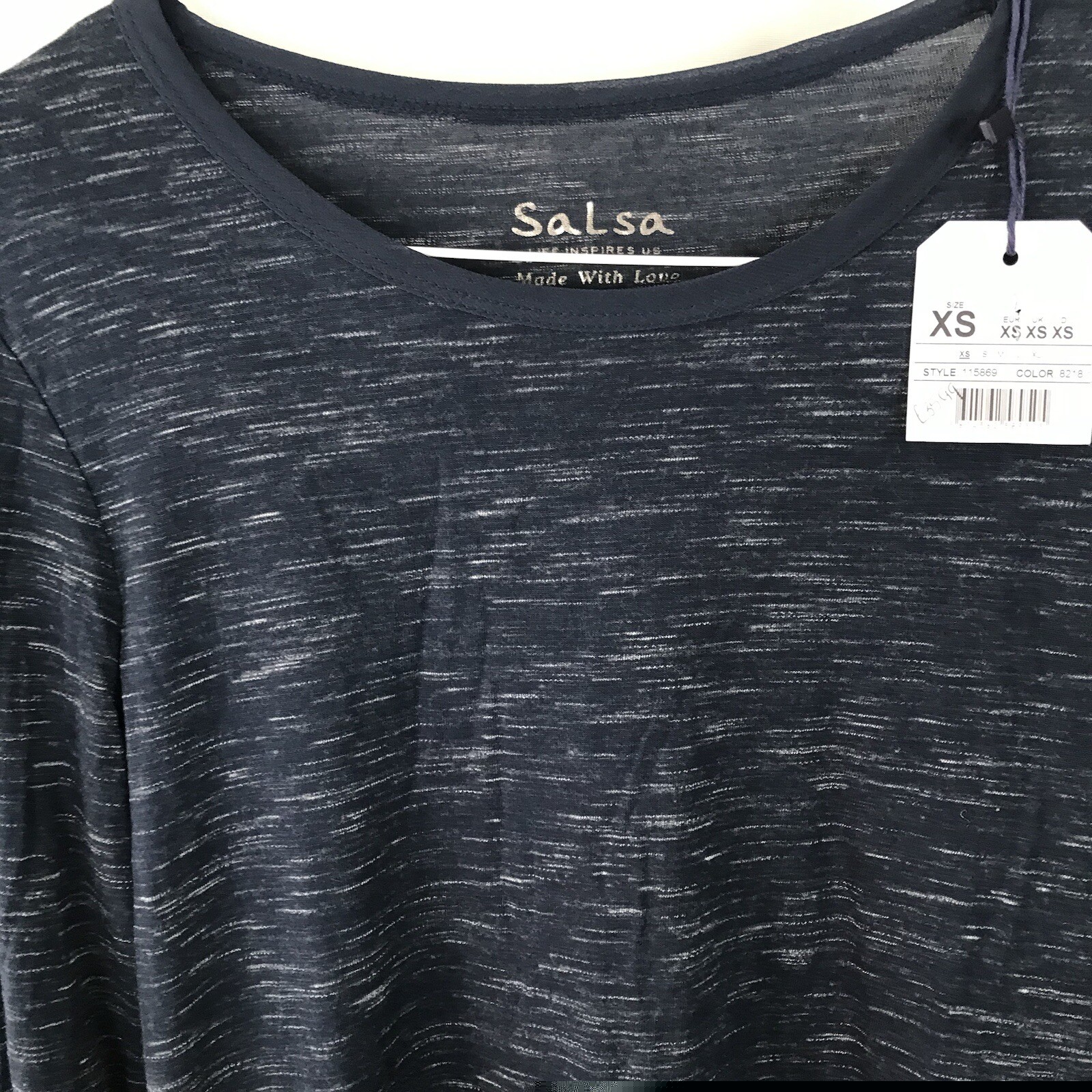 SALSA T SHIRT EXTRA SMALL NAVY BLUE NEW Long Sleeve Mid Length XS BNWT £35.99