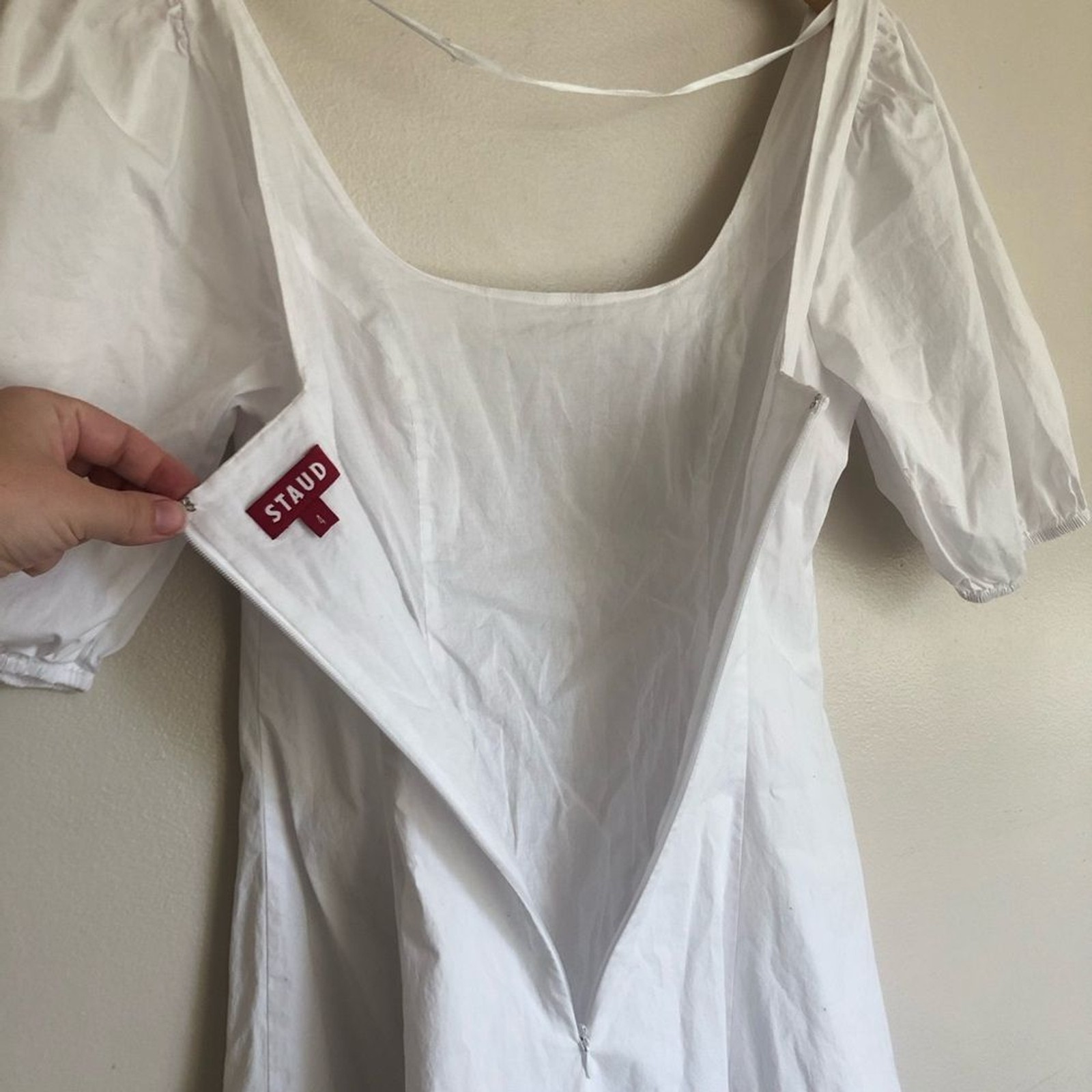 Staud Laelia Cotton Poplin Puff Sleeve Mini Dress size 4