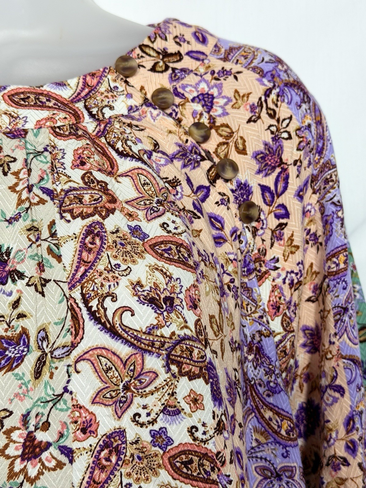 LOFT Women’s Floral Paisley Blouse Top Long Sleeve Lightweight Boho Chic