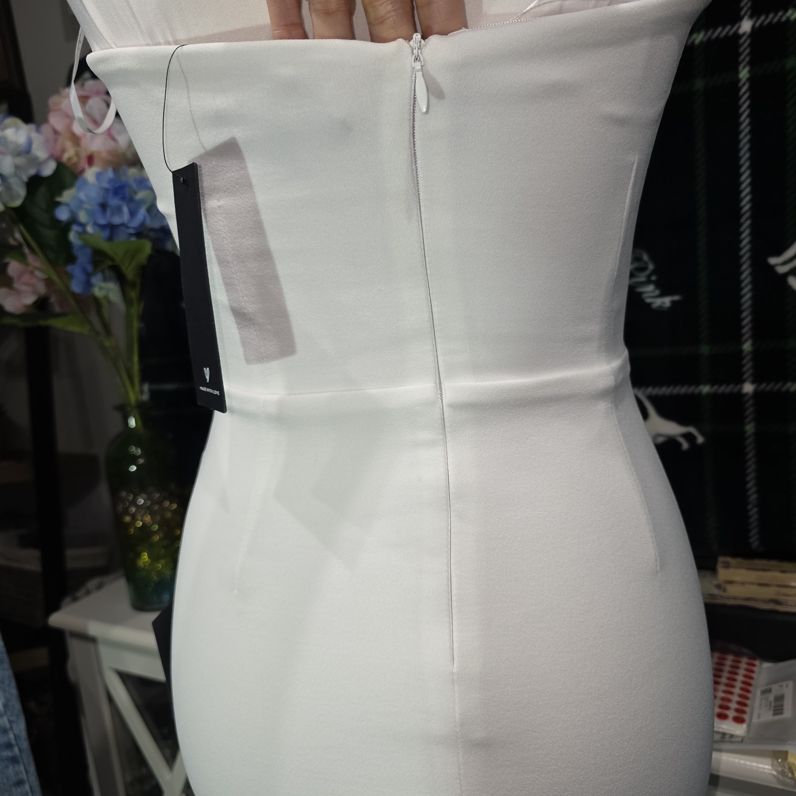 Lulus Prominent Charm White Halter Bodycon Tulip Midi Dress Size XS New NWT