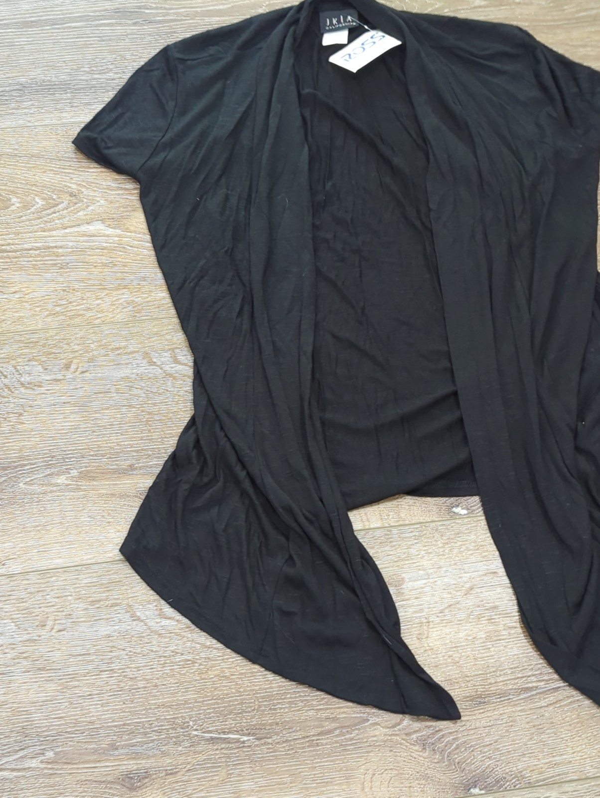 JKLA Open Front Light Weight Cardigan Black Size Medium Sheer Short Sleeve
